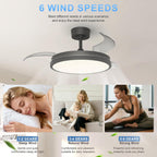 Ceiling Fans with Lights and Remote Retractable Blades