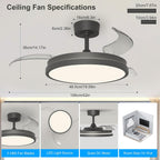 Ceiling Fans with Lights and Remote Retractable Blades