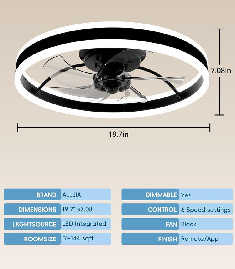 Ceiling Fans with Lights App Control 6-Speed Quiet