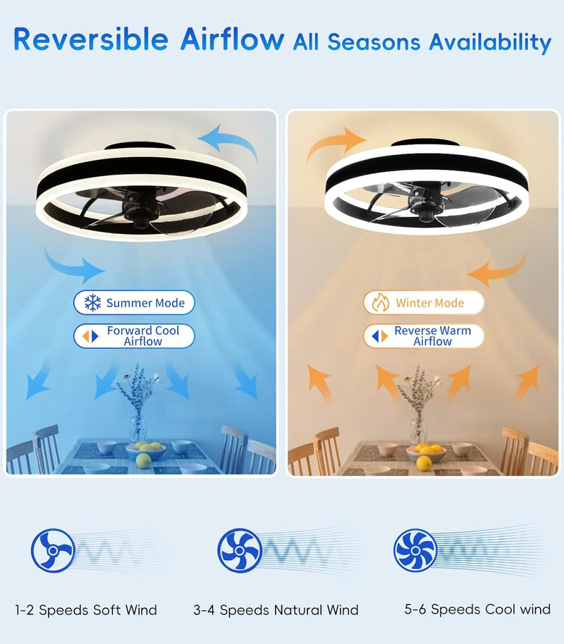 Ceiling Fans with Lights App Control 6-Speed Quiet