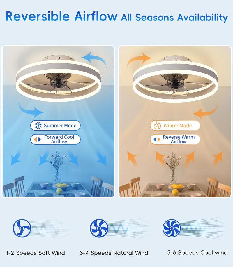 Ceiling Fans with Lights App Control 6-Speed Quiet