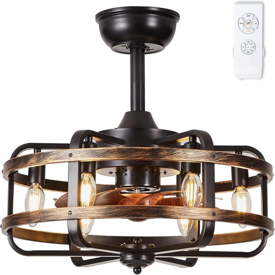 Ceiling Fan with Lights Remote Farmhouse Vintage Iron