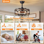 Ceiling Fan with Lights Remote Farmhouse Vintage Iron