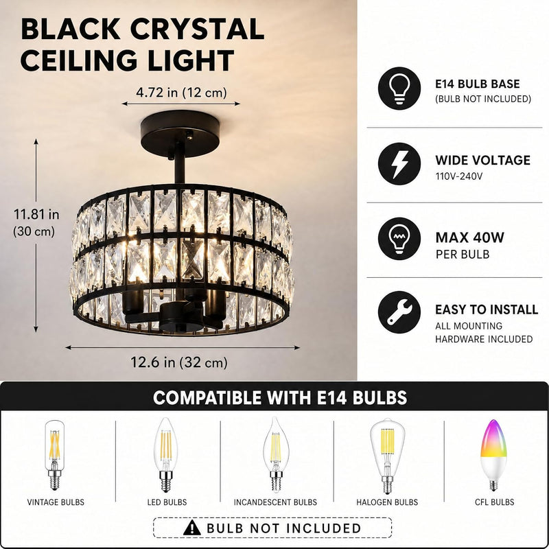 Ceiling Light 3-Light E14 Semi Flush