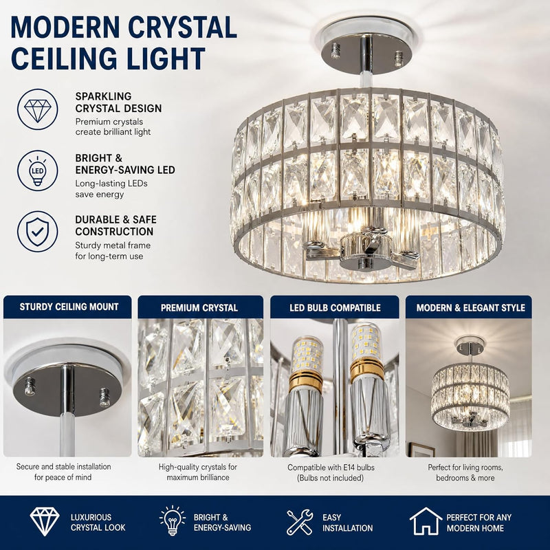 Ceiling Light 3-Light E14 Semi Flush