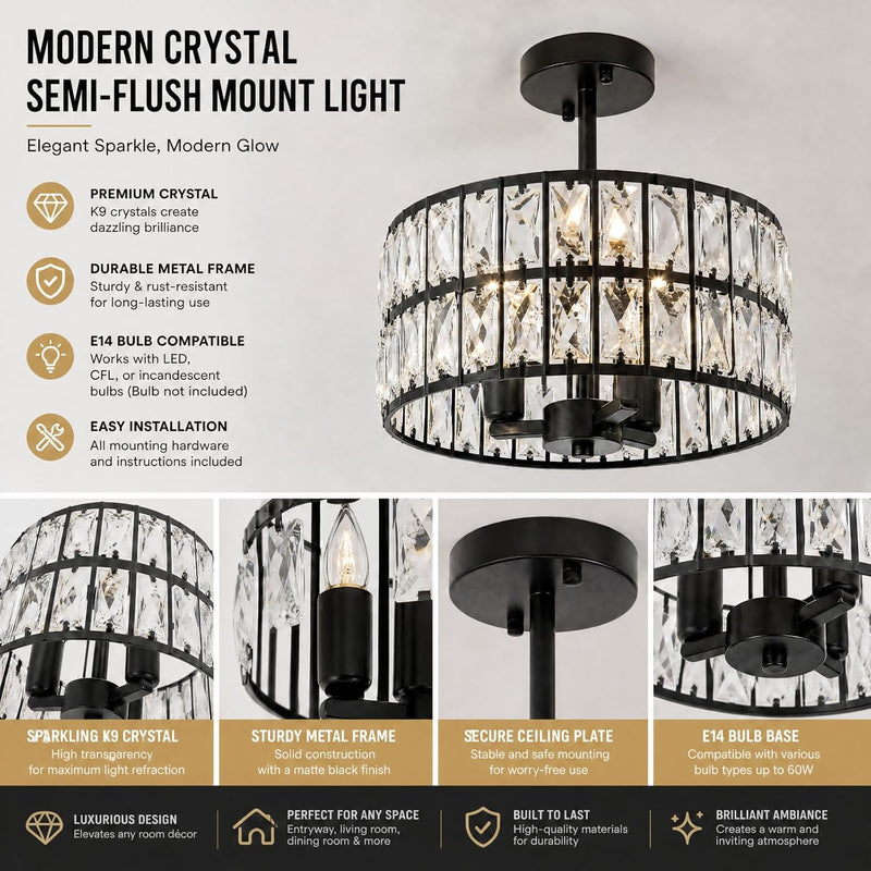 Ceiling Light 3-Light E14 Semi Flush