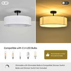 Ceiling Light for Living Room Fabric Shade Semi