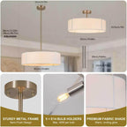 Ceiling Light for Living Room Fabric Shade Semi