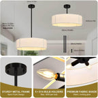 Ceiling Light for Living Room Fabric Shade Semi