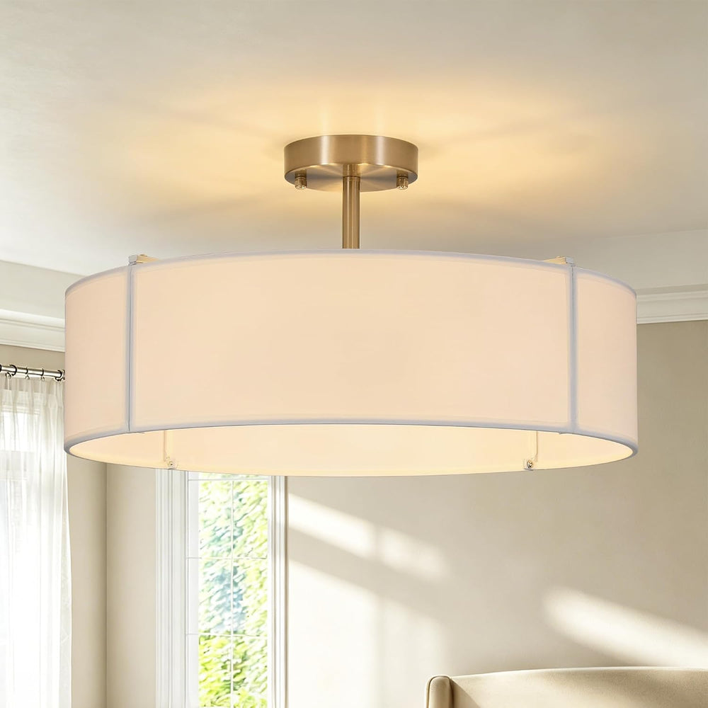 Ceiling Light for Living Room Fabric Shade Semi
