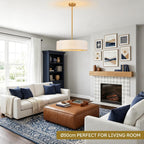 Ceiling Light for Living Room Fabric Shade Semi