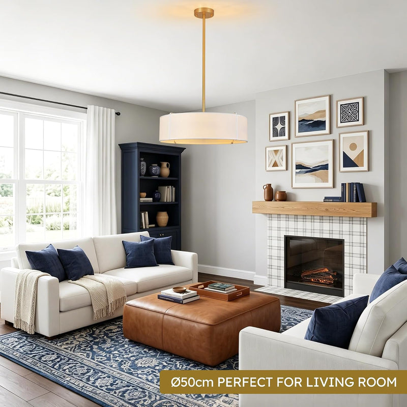 Ceiling Light for Living Room Fabric Shade Semi