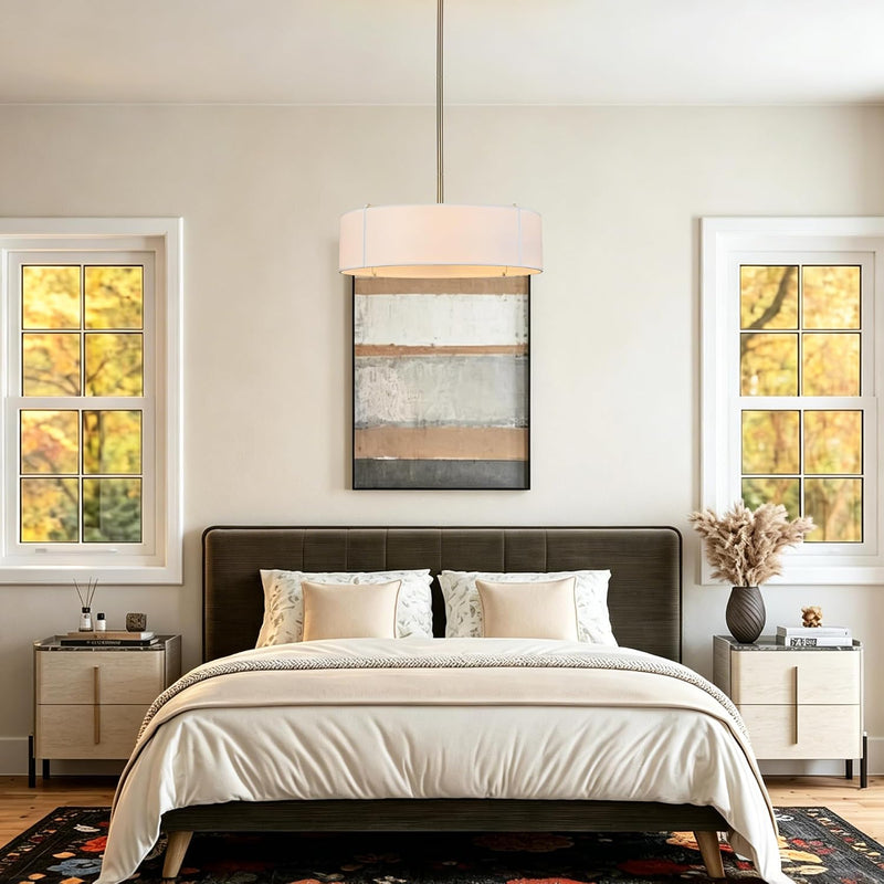 Ceiling Light for Living Room Fabric Shade Semi