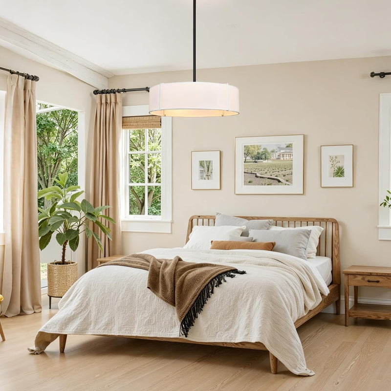 Ceiling Light for Living Room Fabric Shade Semi