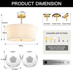Ceiling Light Living Room Bedroom Lights with Pleated