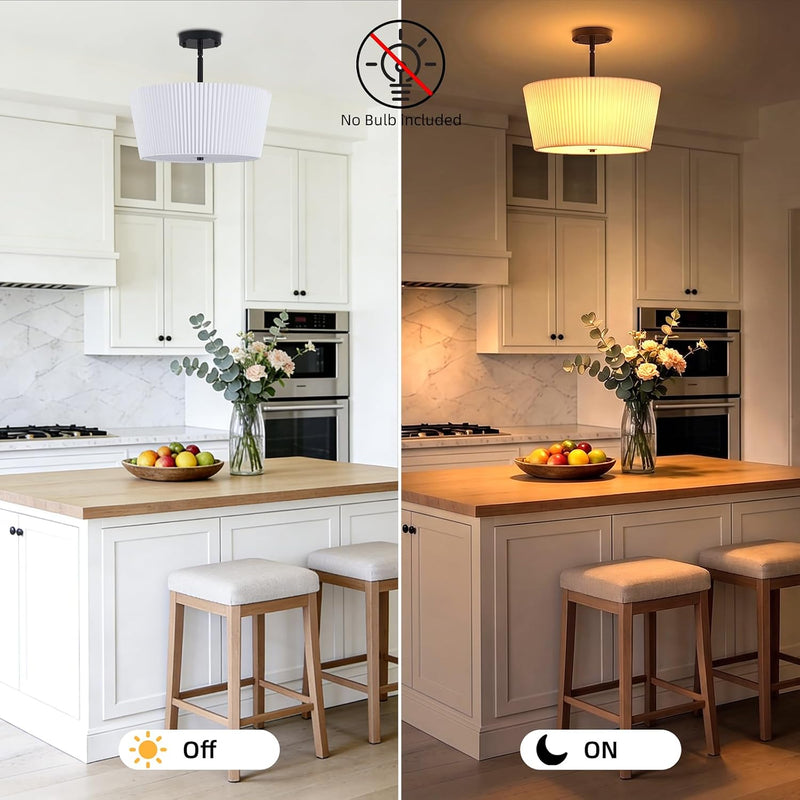 Ceiling Light Living Room Bedroom Lights with Pleated