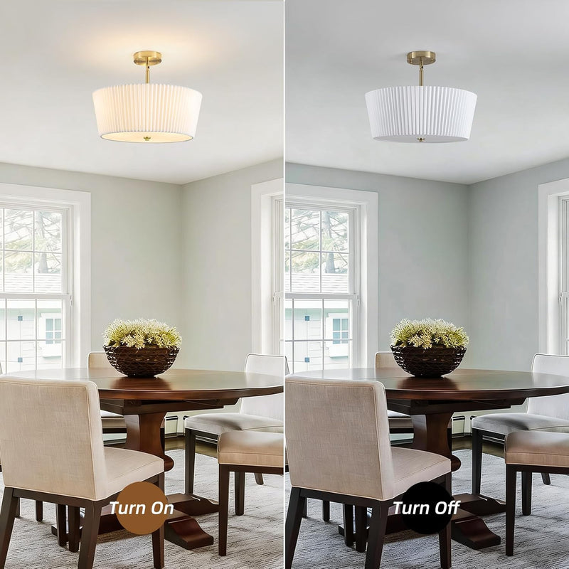 Ceiling Light Living Room Bedroom Lights with Pleated