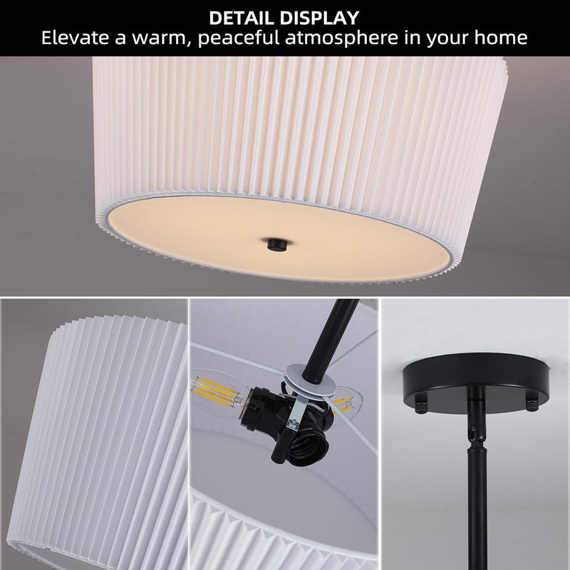 Ceiling Light Living Room Bedroom Lights with Pleated