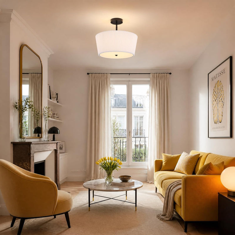 Ceiling Light Living Room Bedroom Lights with Pleated