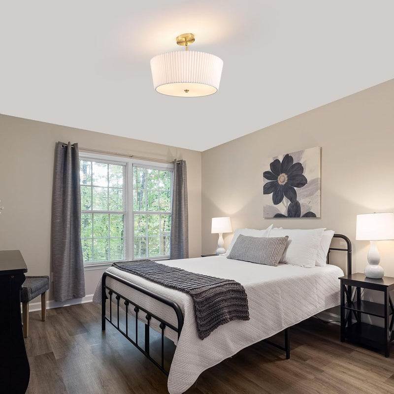 Ceiling Light Living Room Bedroom Lights with Pleated