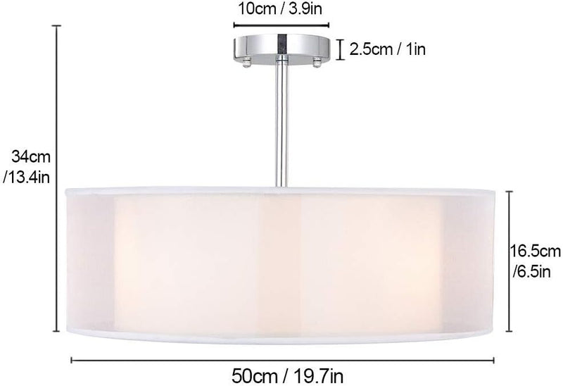 Ceiling Light Modern Fabric Pendant Shade Large Drum