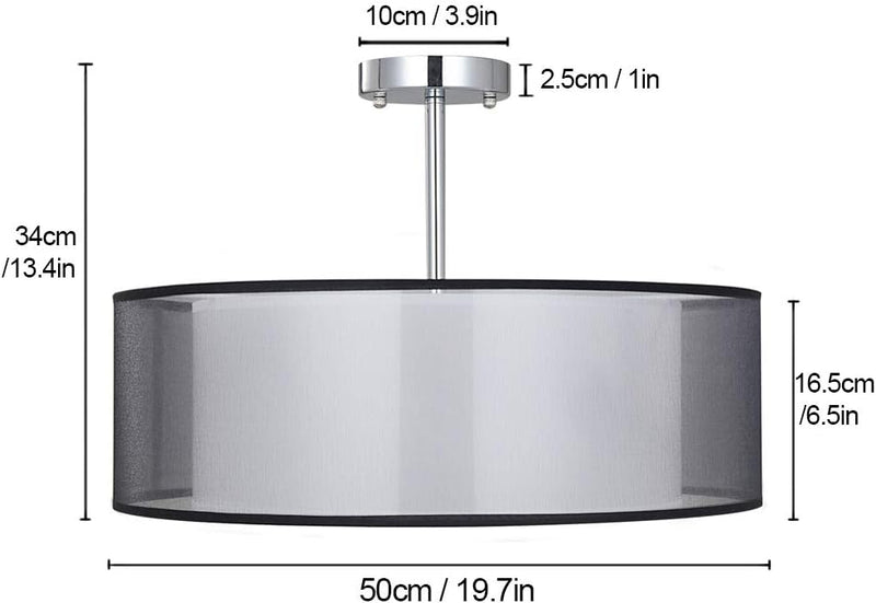 Ceiling Light Modern Fabric Pendant Shade Large Drum