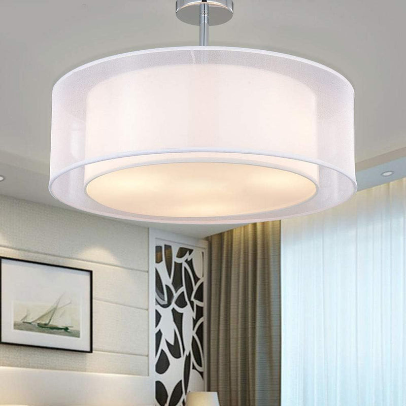 Ceiling Light Modern Fabric Pendant Shade Large Drum
