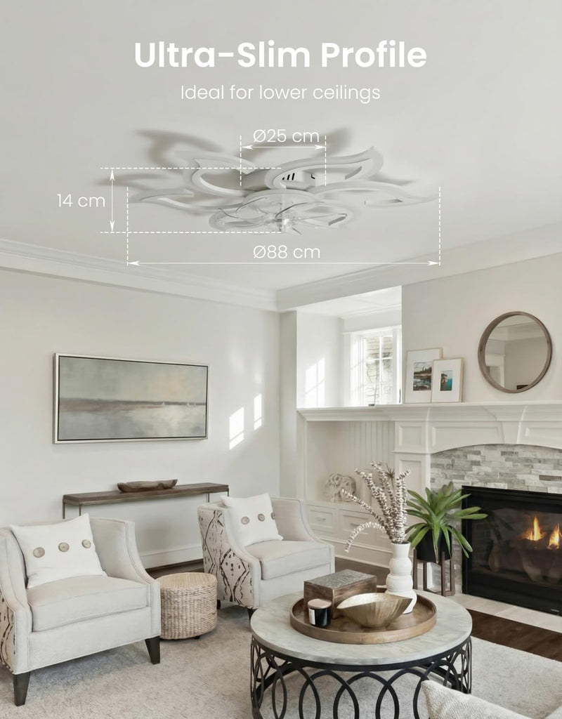 Ceiling Light with Fan and Remote App 88CM