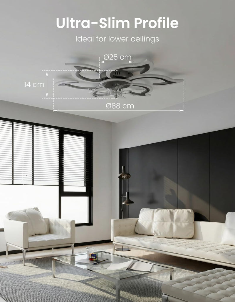 Ceiling Light with Fan and Remote App 88CM