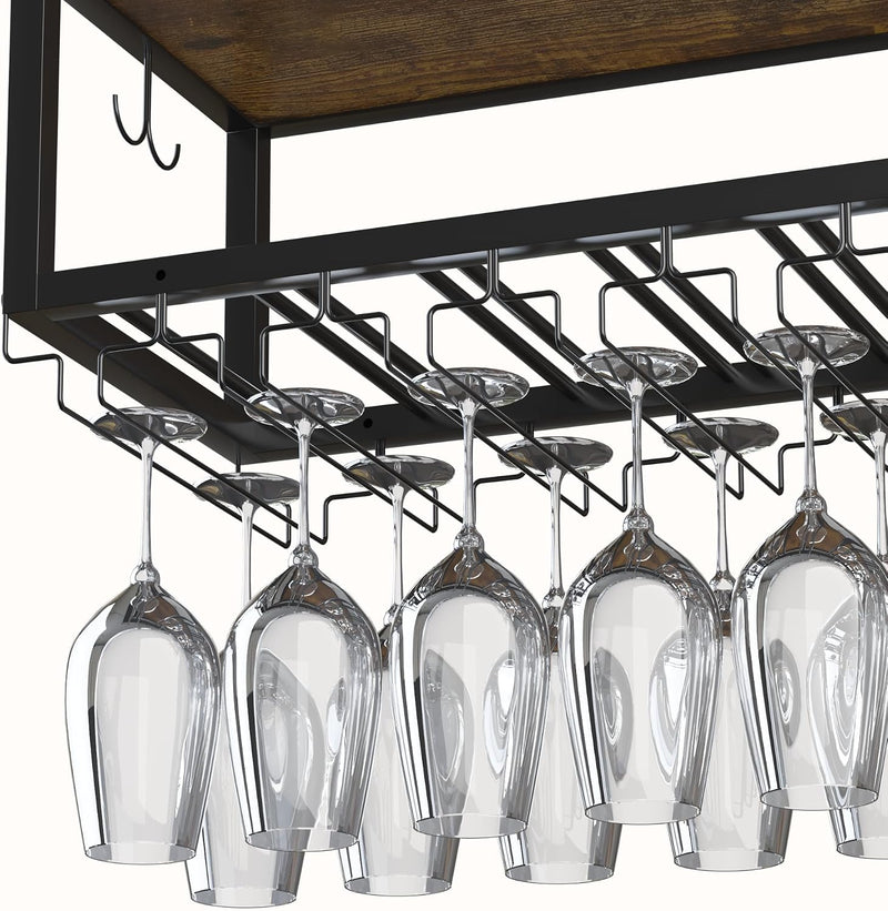 Ceiling Wine Rack Double-Layer Wall Mounted