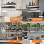 Ceiling Wine Rack Double-Layer Wall Mounted