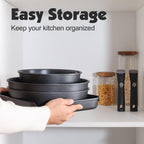Ceramic Detachable Handle Pots and Pans Set Almond (17 Piece)