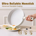 Ceramic Detachable Handle Pots and Pans Set Almond (17 Piece)