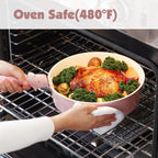 Ceramic Detachable Handle Pots and Pans Set Almond (17 Piece)