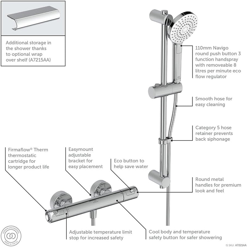 Ceratherm T50 Thermostatic Shower Mixer with Kit Chrome
