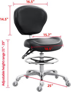 Chair Adjustable Tall Shop Stool Rolling with Back
