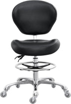 Chair Adjustable Tall Shop Stool Rolling with Back