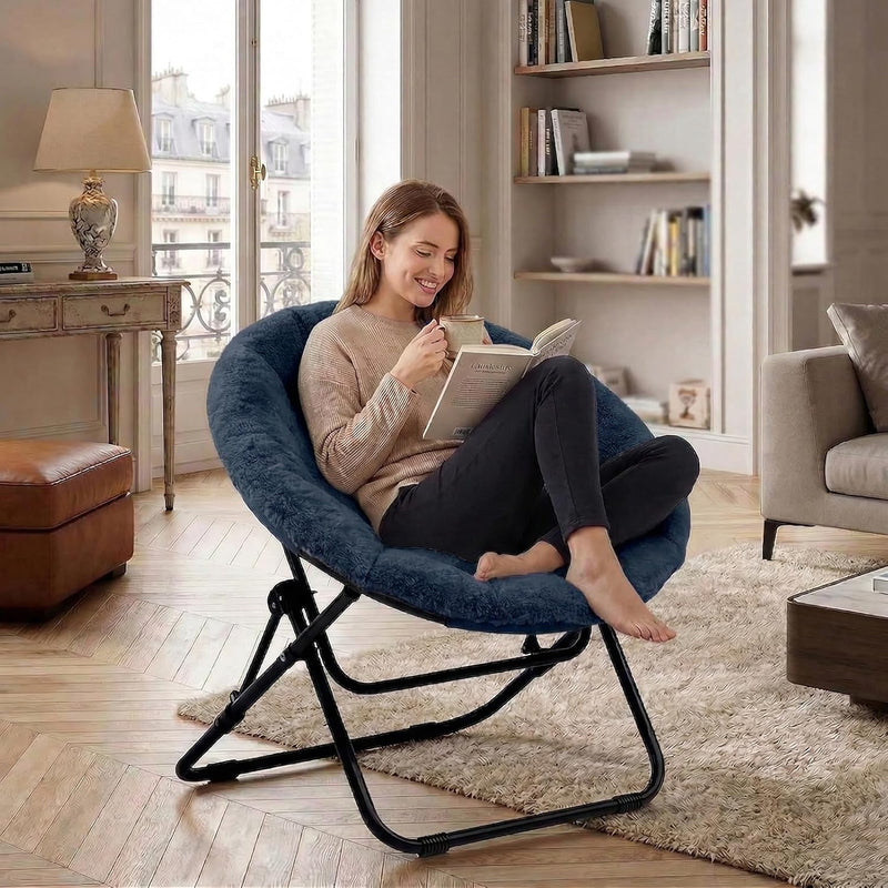 Round Chair Comfy Folding Accent Bedroom