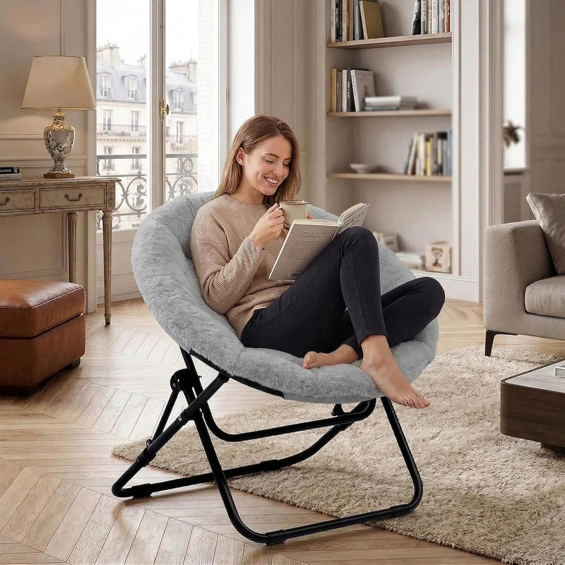 Round Chair Comfy Folding Accent Bedroom
