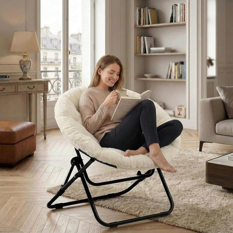 Round Chair Comfy Folding Accent Bedroom