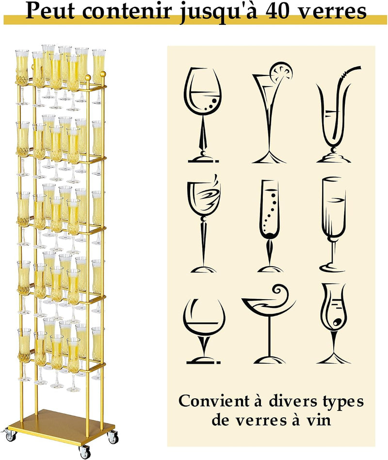 Champagne Drinks Tower Removable 5 Tier 40 Cocktail