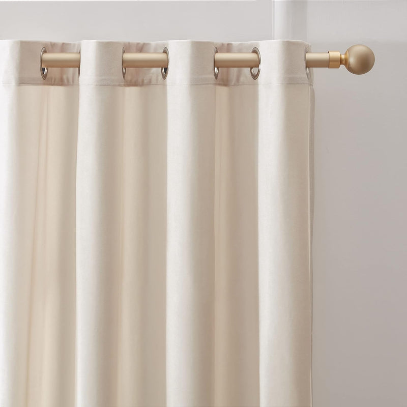 Champagne Velvet Curtains 108 Inch Length 2 Panels
