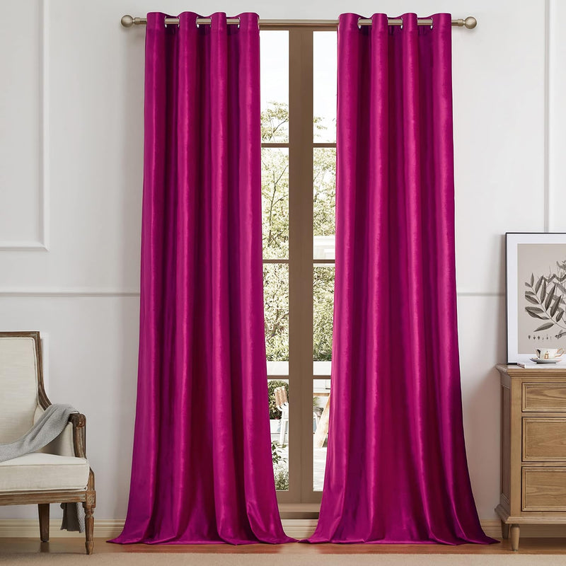 Champagne Velvet Curtains 108 Inch Length 2 Panels