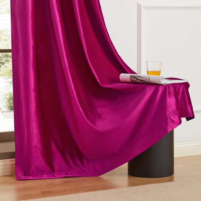 Champagne Velvet Curtains 108 Inch Length 2 Panels