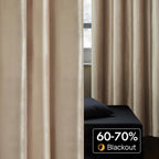 Champagne Velvet Curtains 108 Inch Length 2 Panels