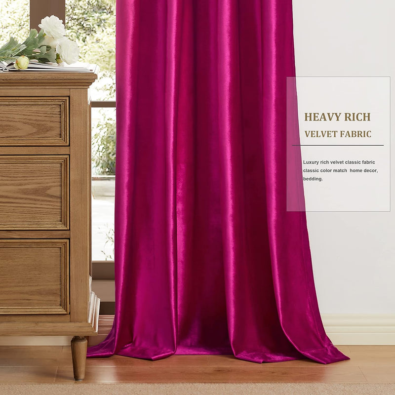 Champagne Velvet Curtains 108 Inch Length 2 Panels