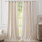 Champagne Velvet Curtains 108 Inch Length 2 Panels