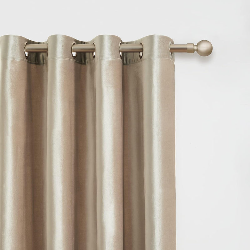 Champagne Velvet Curtains 108 Inch Length 2 Panels