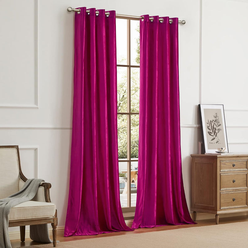 Champagne Velvet Curtains 108 Inch Length 2 Panels