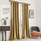 Champagne Velvet Curtains 108 Inch Length 2 Panels